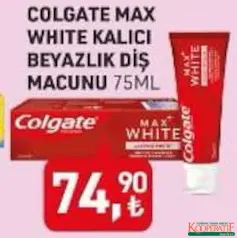 COLGATE MAX WHİTE KALICI BEYAZLIK DİŞ MACUNU 75 ML fiyat ve kampanya bilgisi